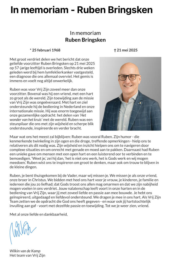 In memoriam – Ruben Bringsken