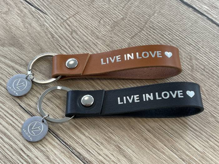 Sleutelhanger 'Live in Love' (cognac) - Afbeelding 4